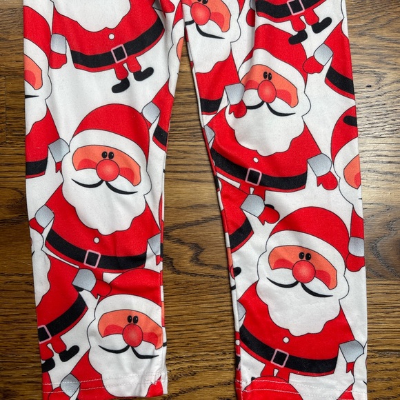 Festive Christmas Holiday Girls Santa Print Leggings Size 4 - Picture 9 of 10